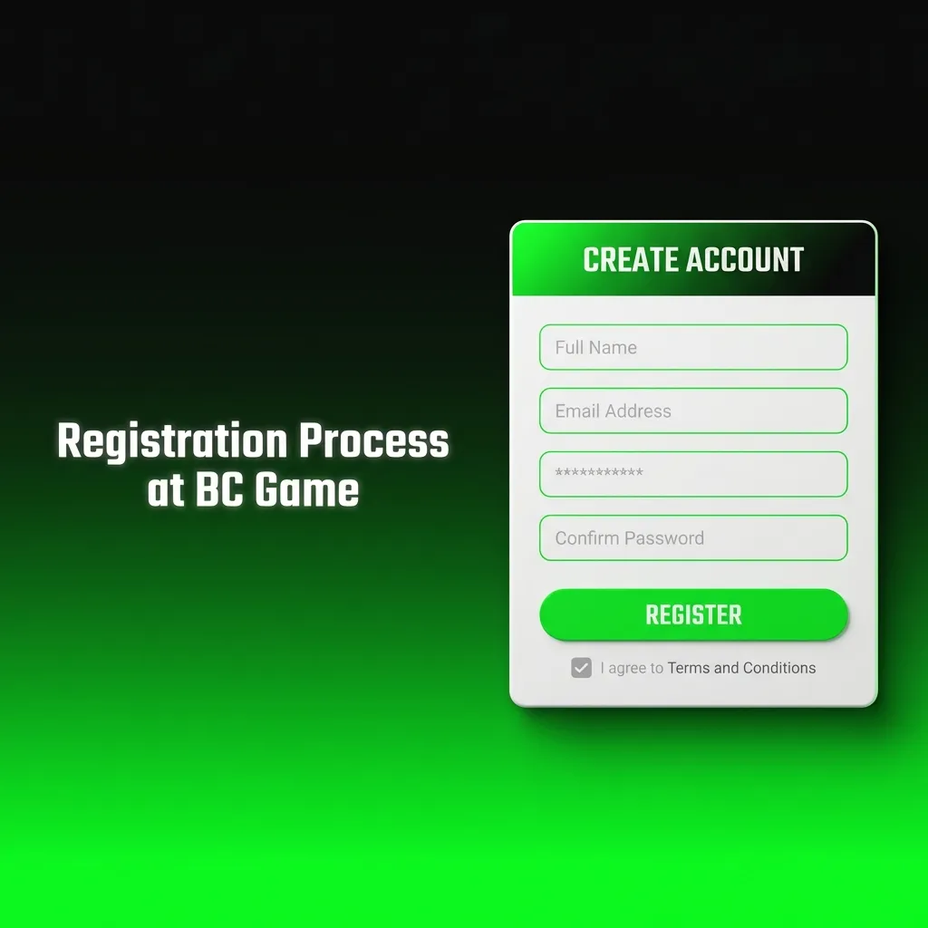 BC Game registration form showing sign-up fields for email, password, and currency selection with welcome bonus option